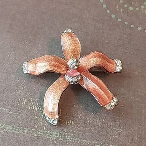 Rare Vintage Enamel Orchid Brooch